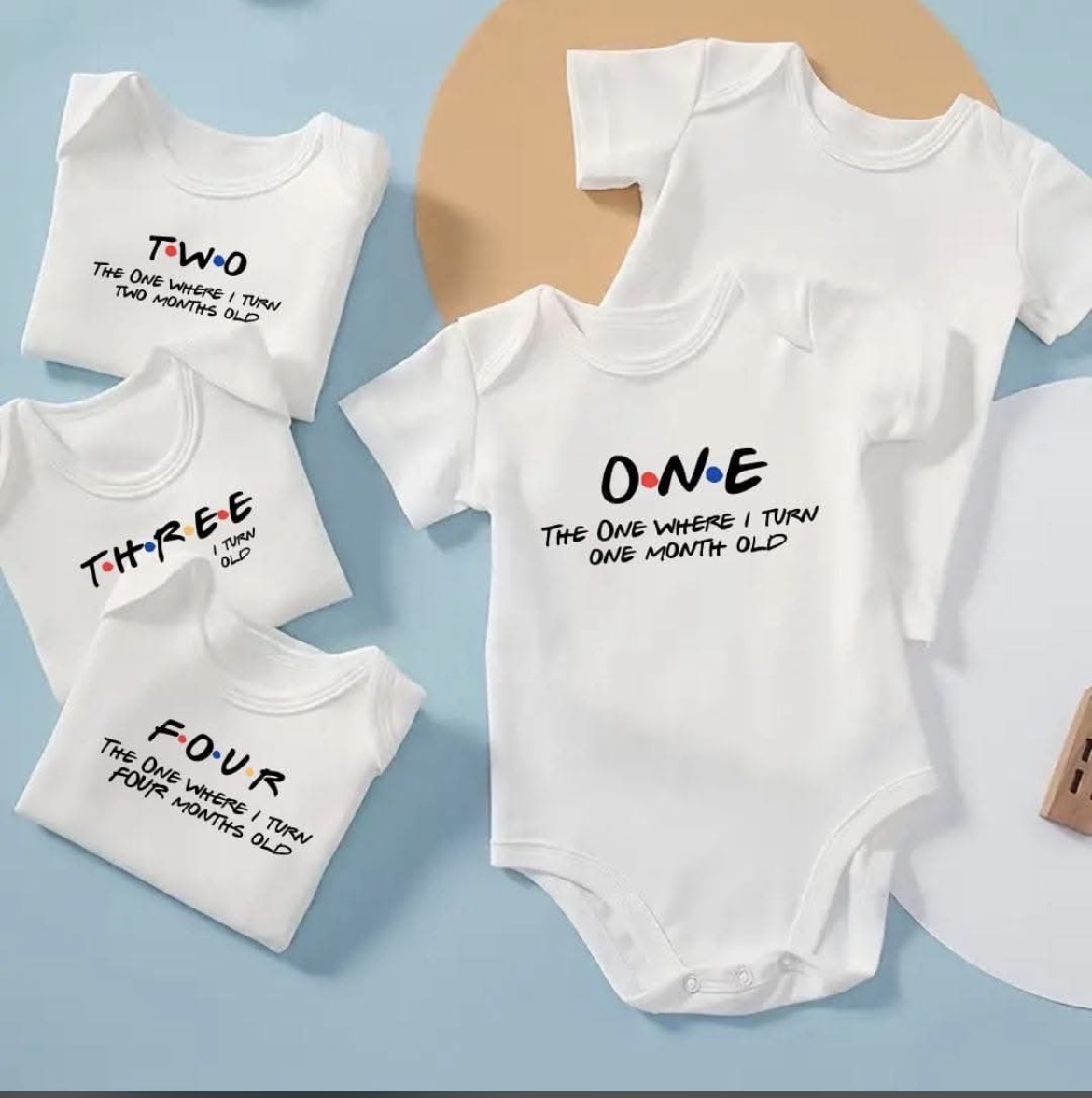 “Friends” Baby Milestone Outfit Set